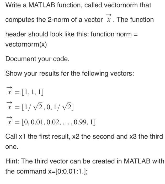 matlab norm of vector