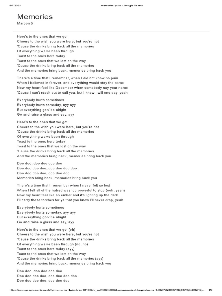 memories lyrics