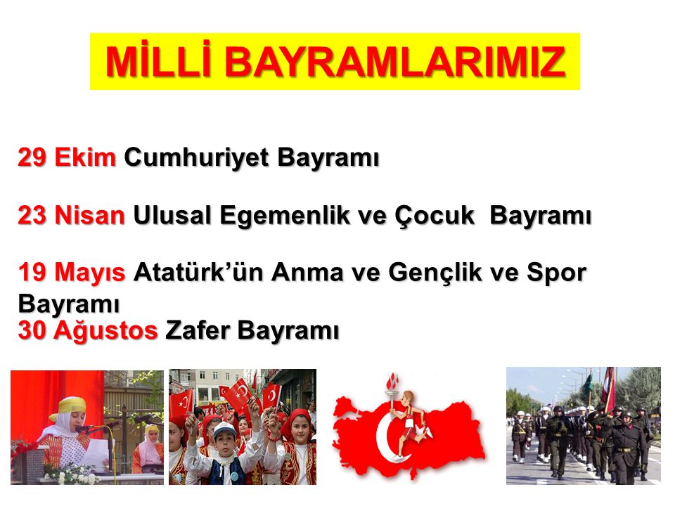 milli bayramlar ingilizce