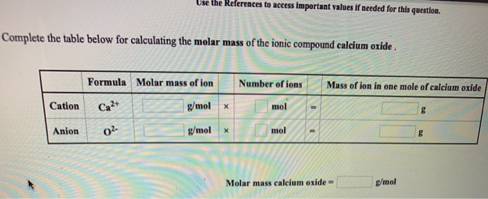 molar mass of calcium oxide