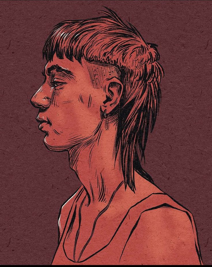 mullet haircut drawing