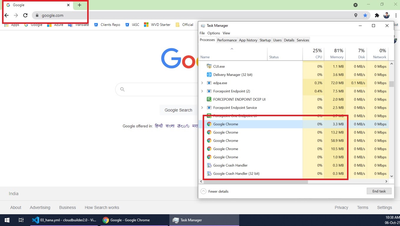 multiple instances of google chrome in task manager