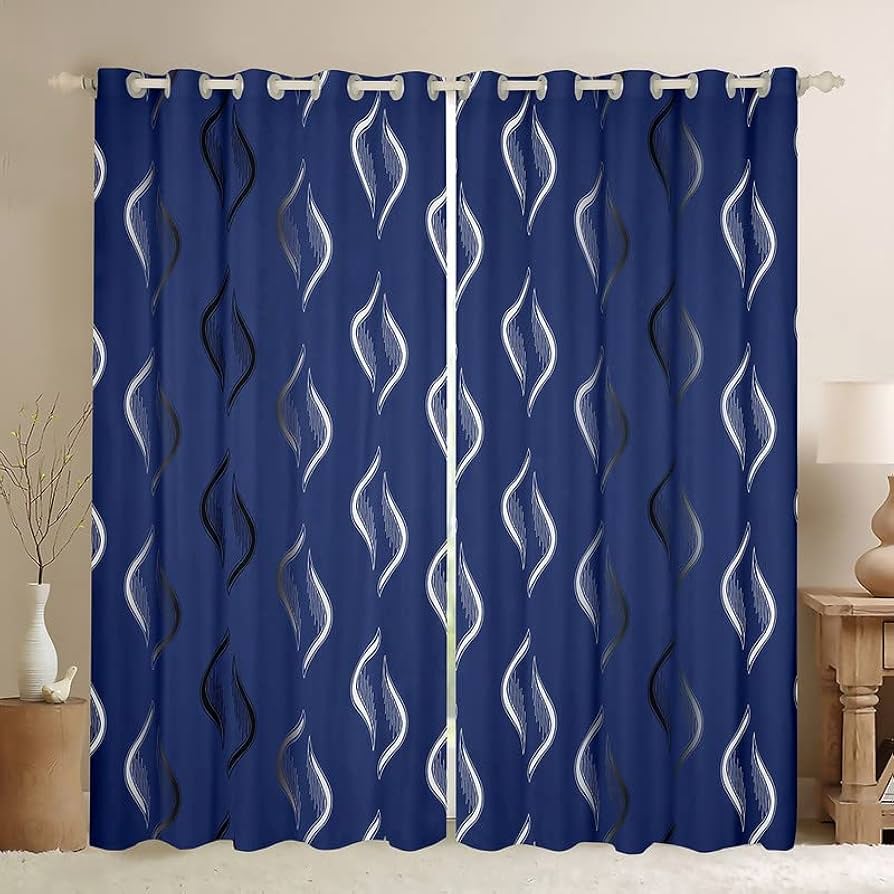navy geometric curtains