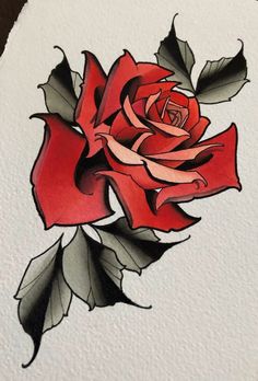 neotraditional rose tattoo