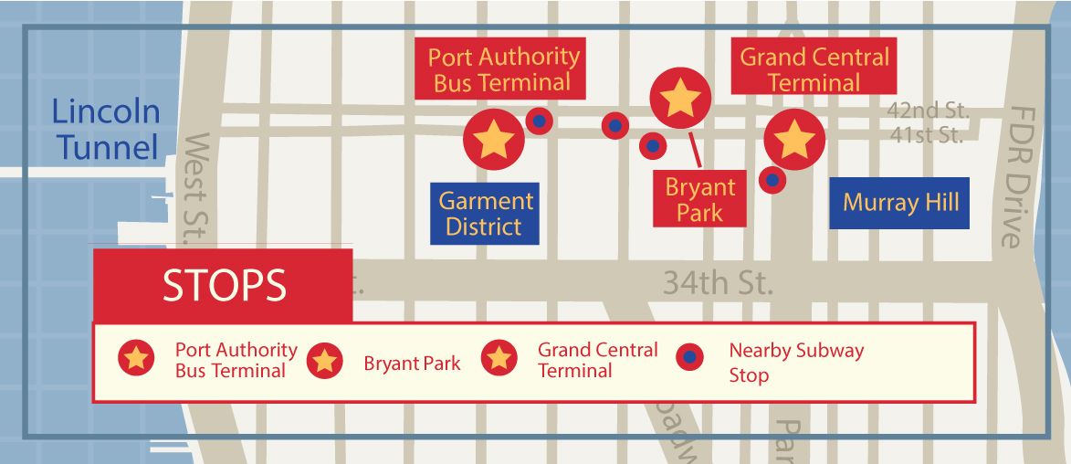 newark express bus stops