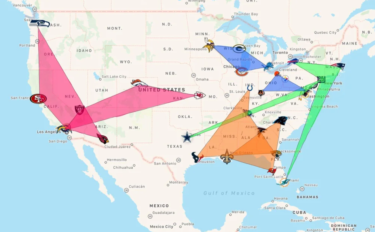 nfl divisions map