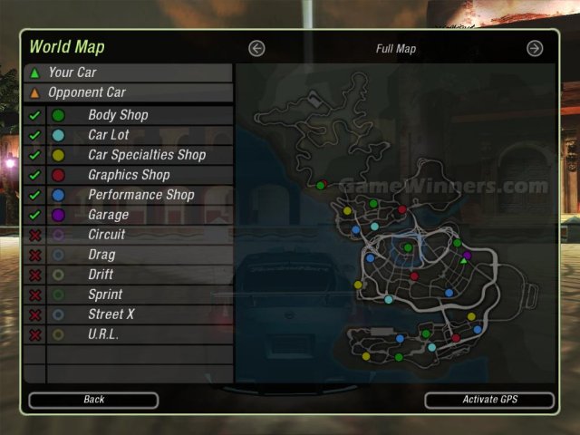 nfs underground 2 map all shops