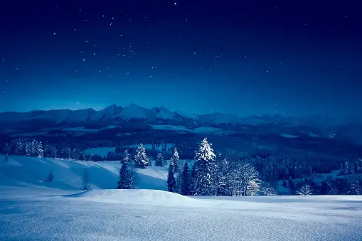 nighttime snow scene