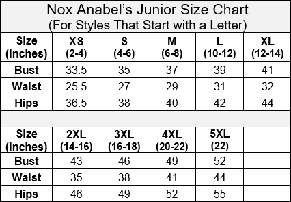 nox anabel size chart