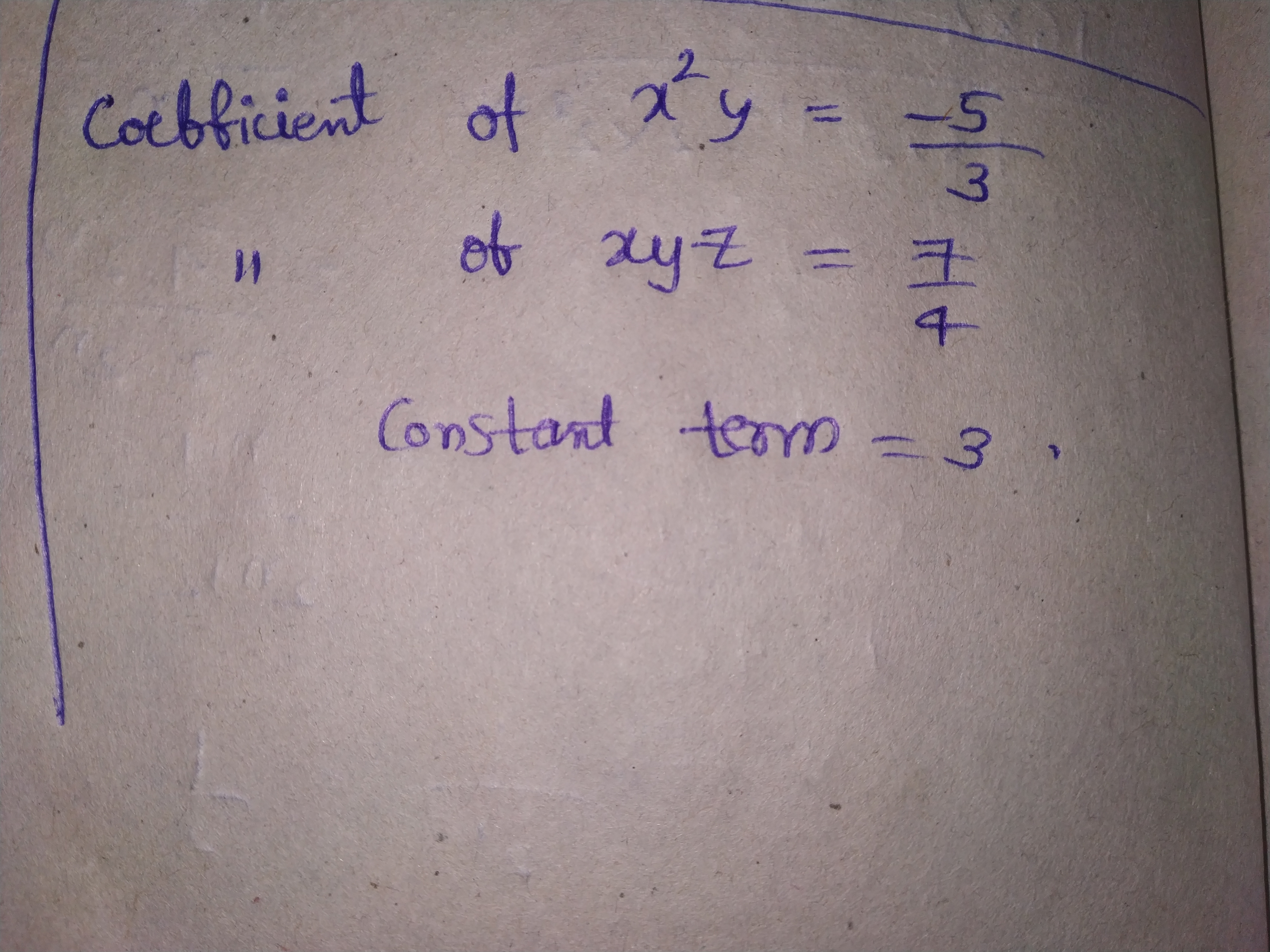 numerical coefficient of