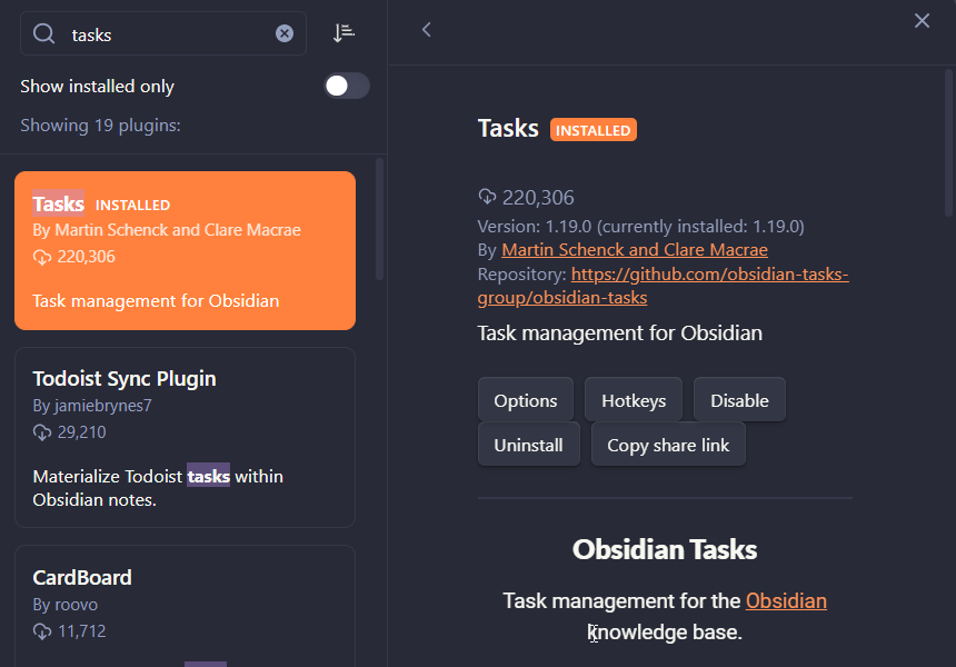 obsidian tasks plugin