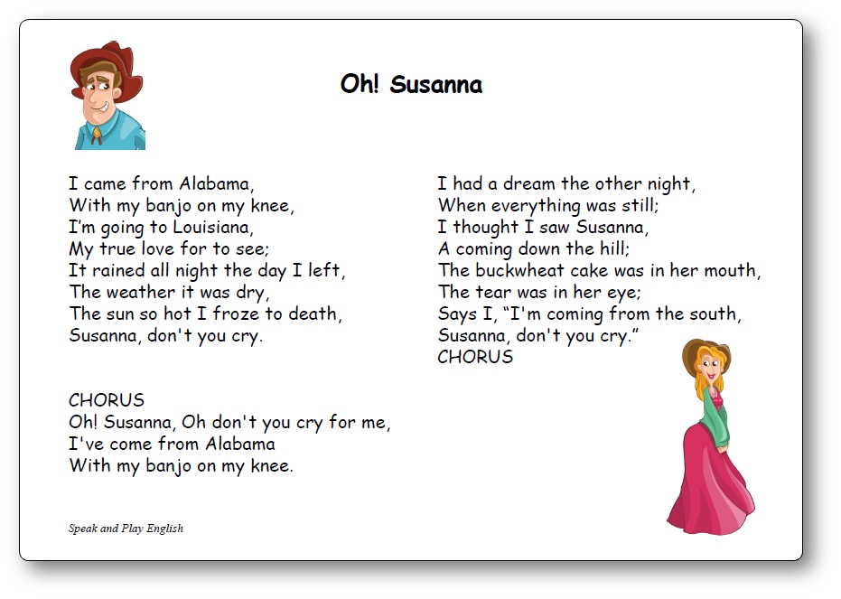 oh susana letra en ingles