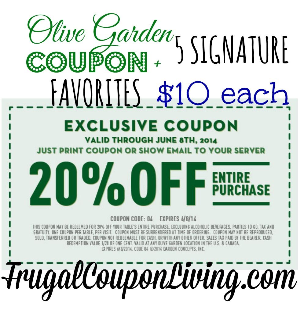 olive garden coupons