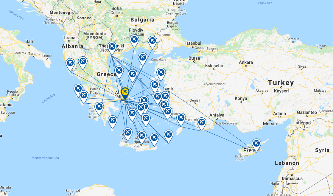 olympic airlines route map