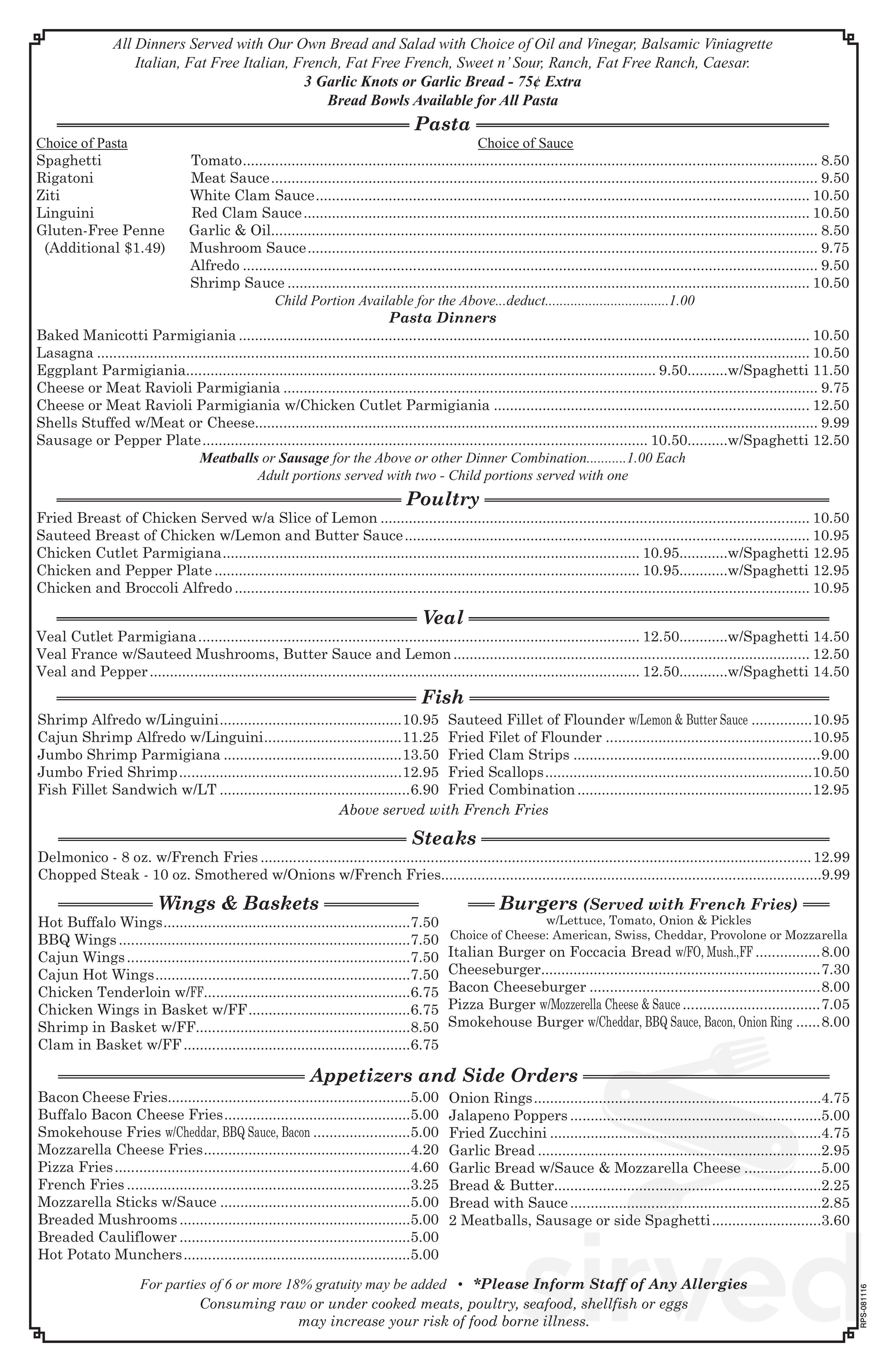 original italian pizza lock haven menu