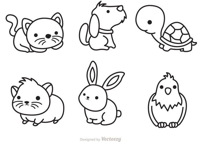 outline drawing of animals