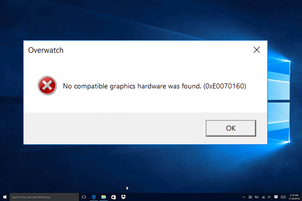 overwatch no compatible graphics hardware was found