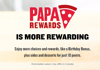 papa johns rewards not working