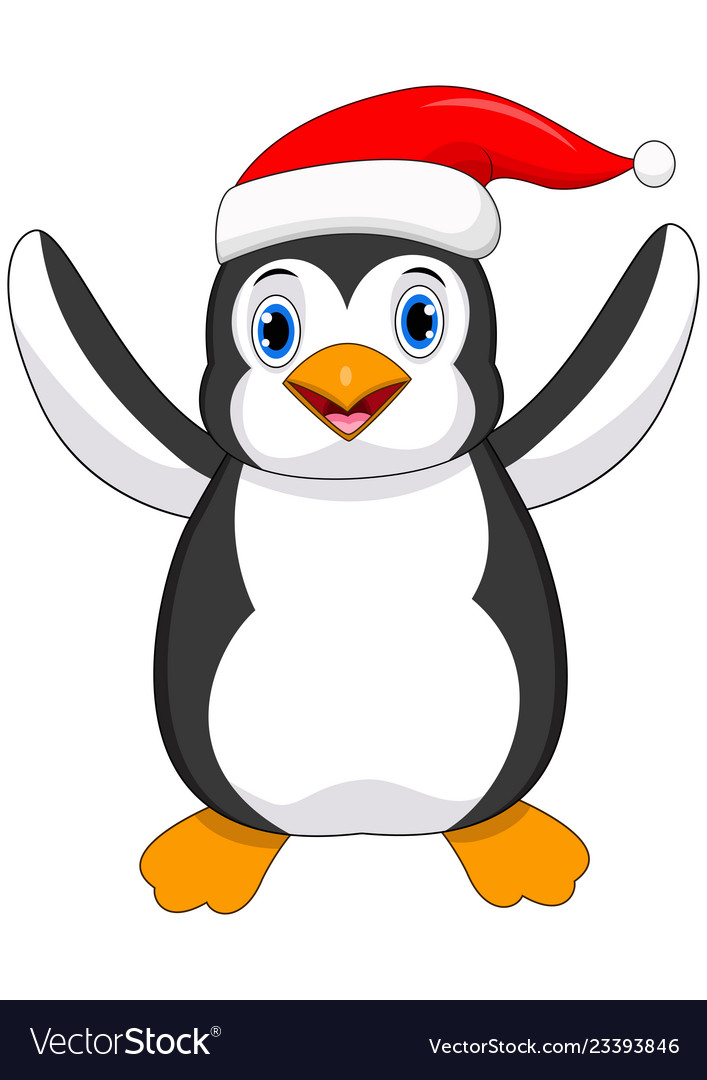 penguin with a santa hat
