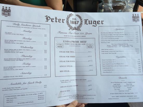 peter luger ny menu