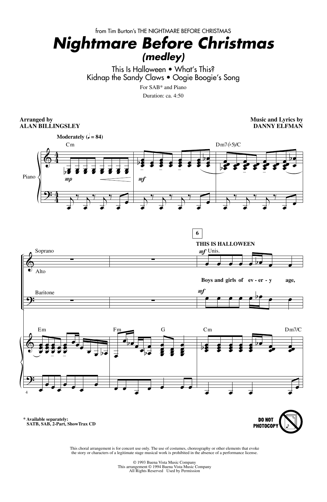 piano sheet music nightmare before christmas