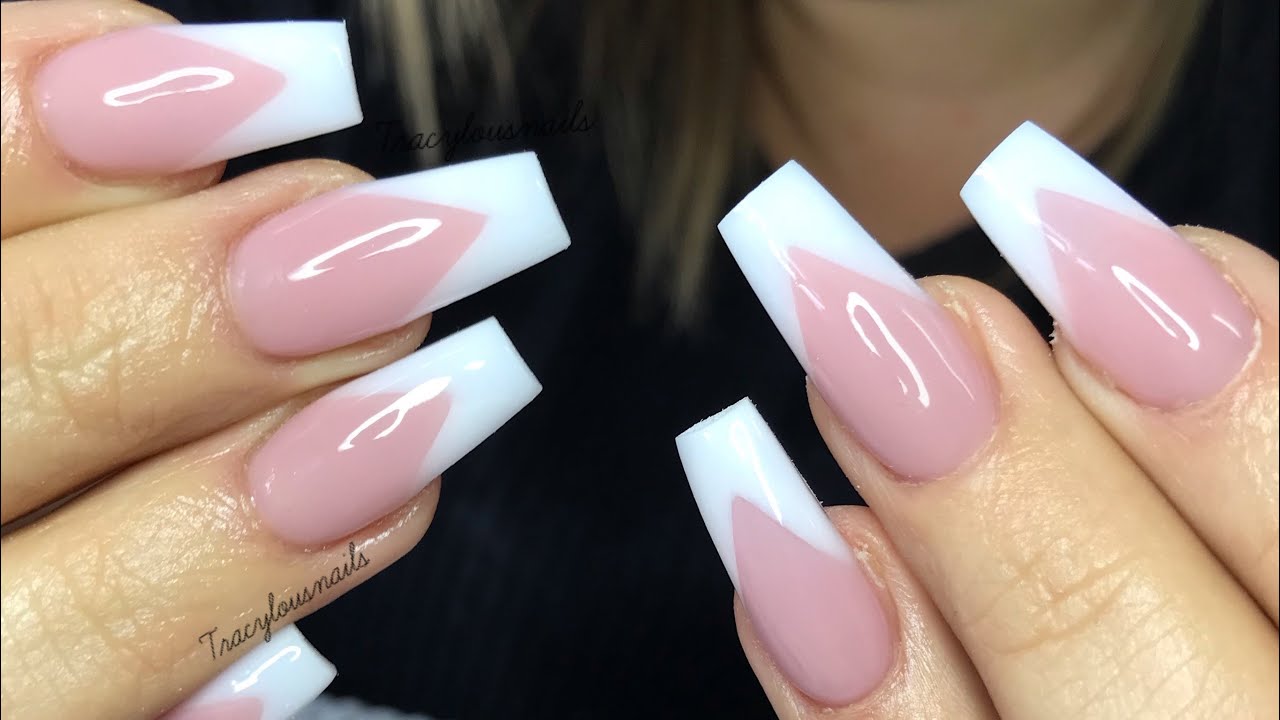 pink and white acrylic nails