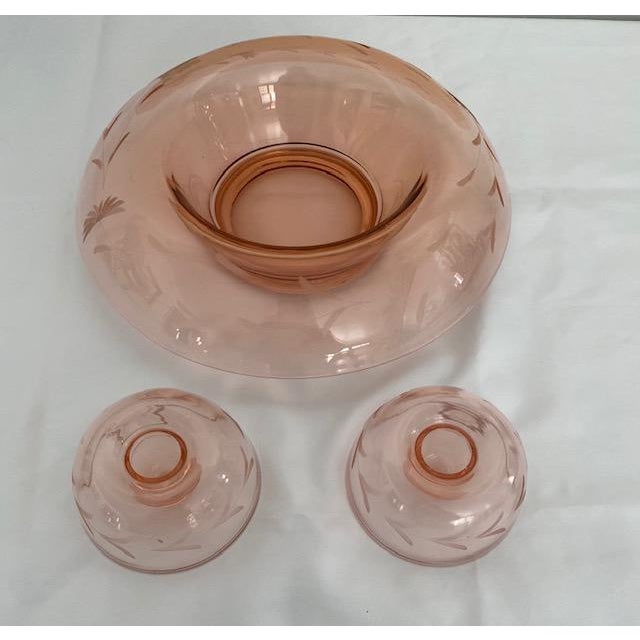 pink depression glass console bowl