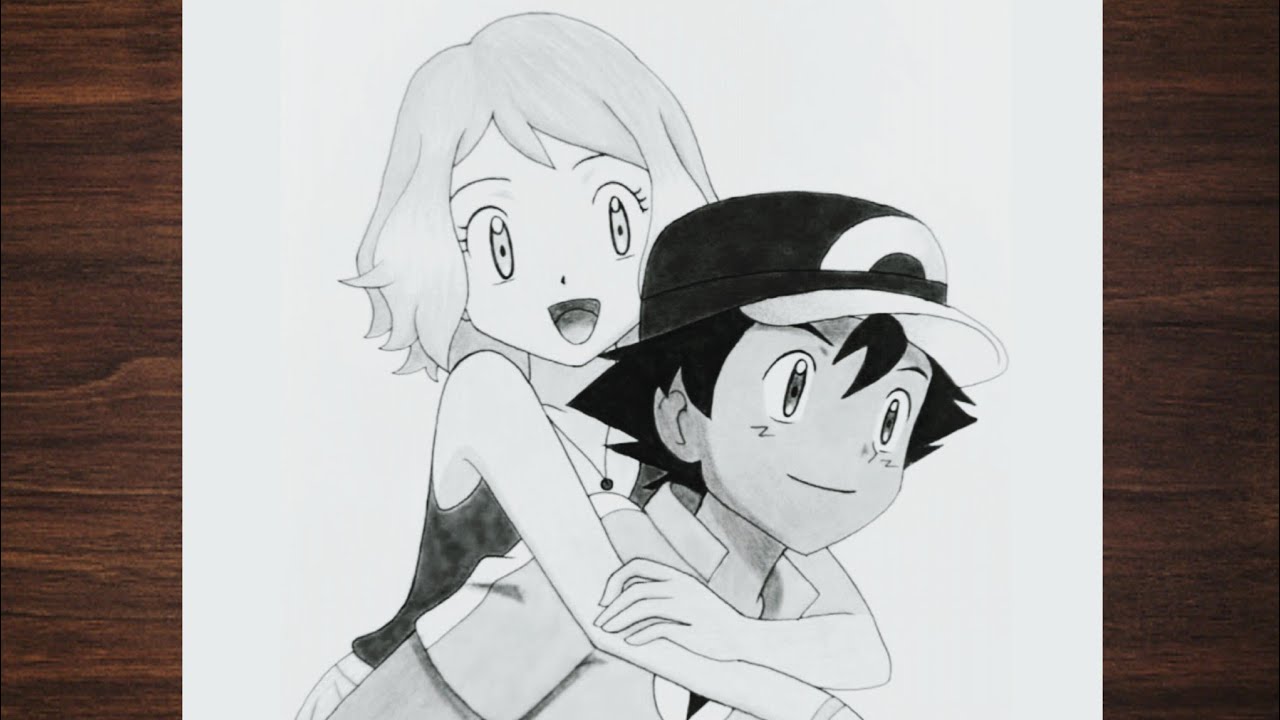 pokemon ash and serena drawing