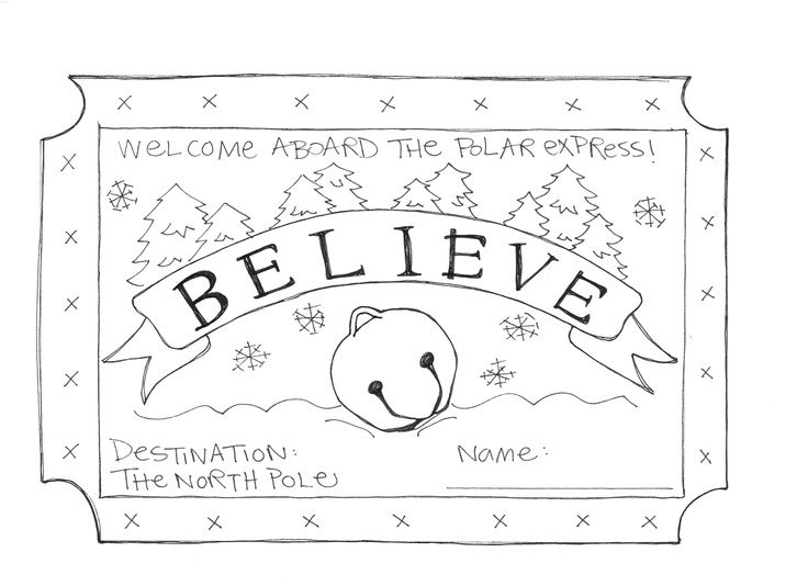 polar express ticket coloring page