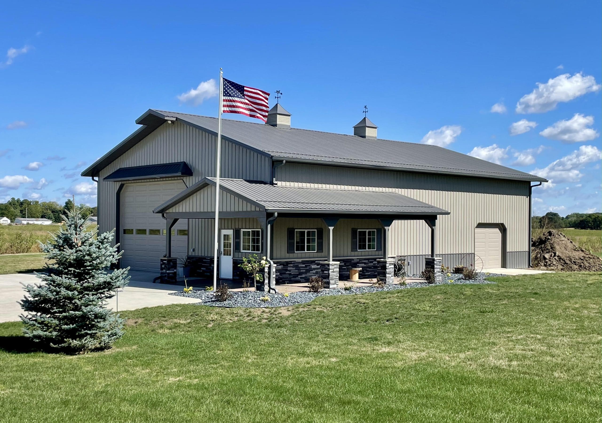 pole barn with porch