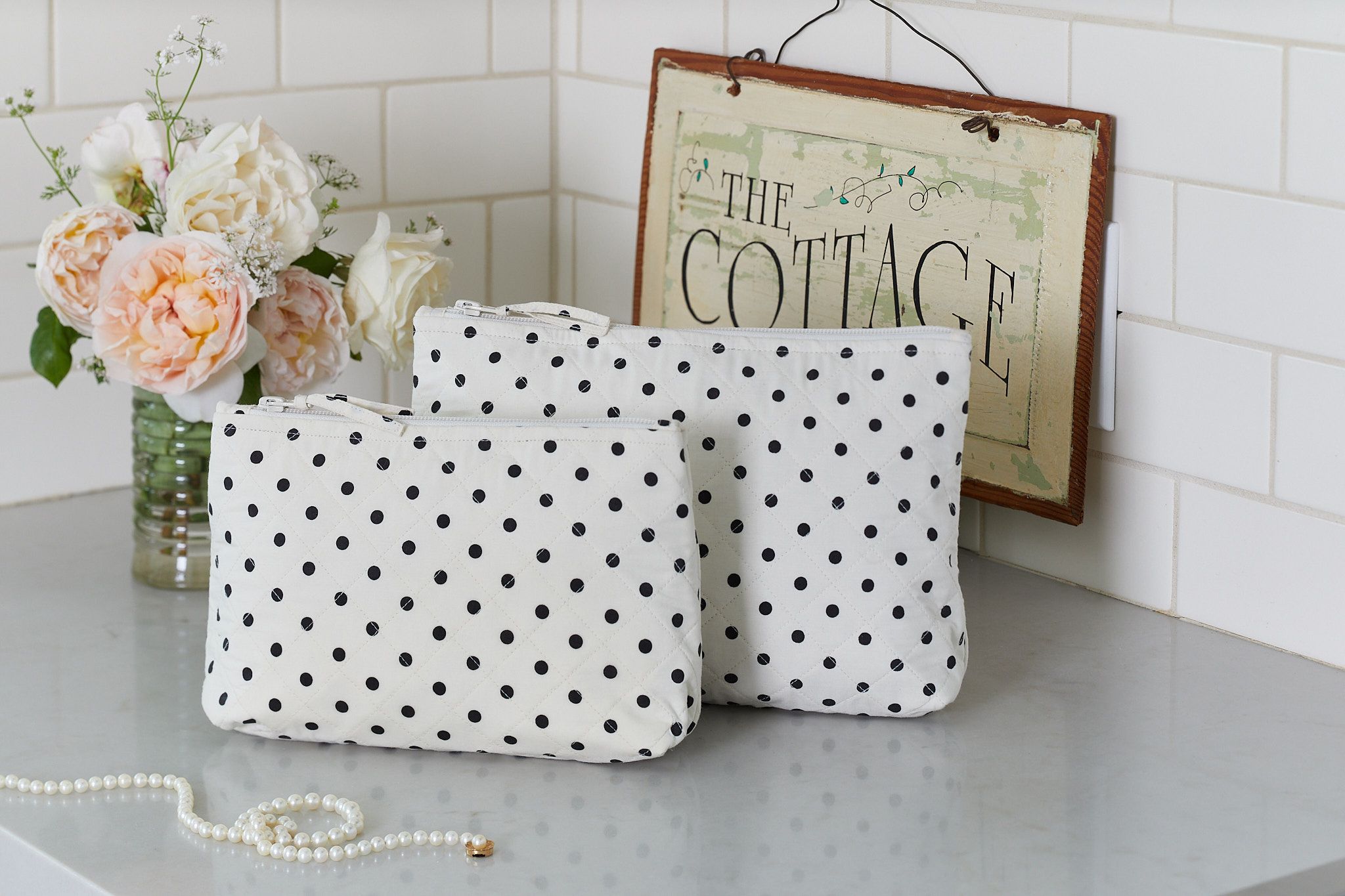 polka dot makeup bag