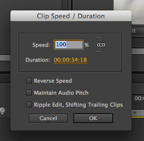 premiere pro change speed of clip