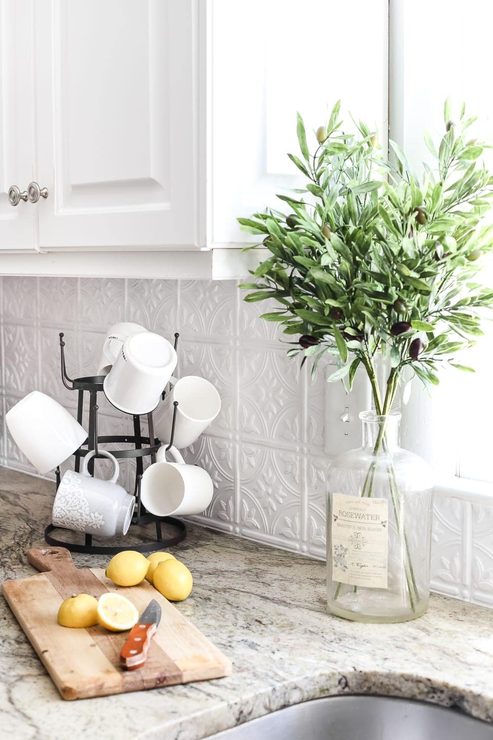 pressed metal backsplash