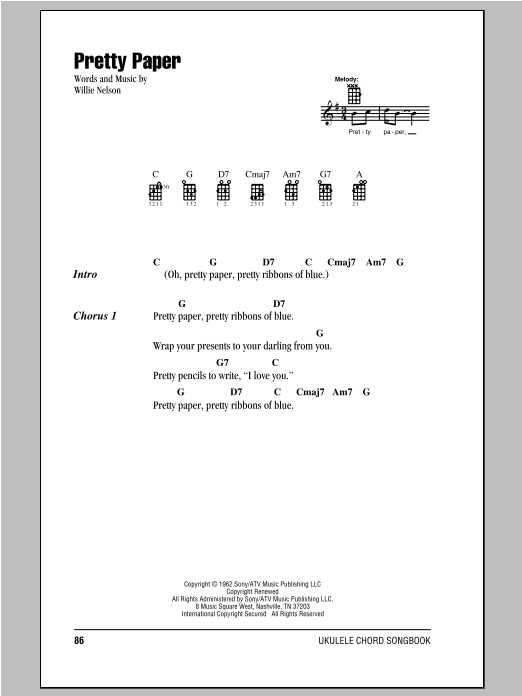 pretty paper chords willie nelson