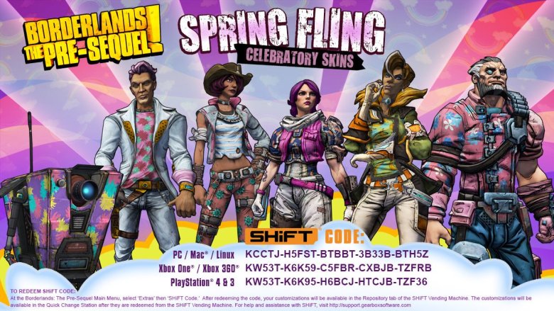 ps4 shift codes borderlands pre sequel