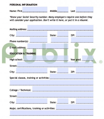 publix work application