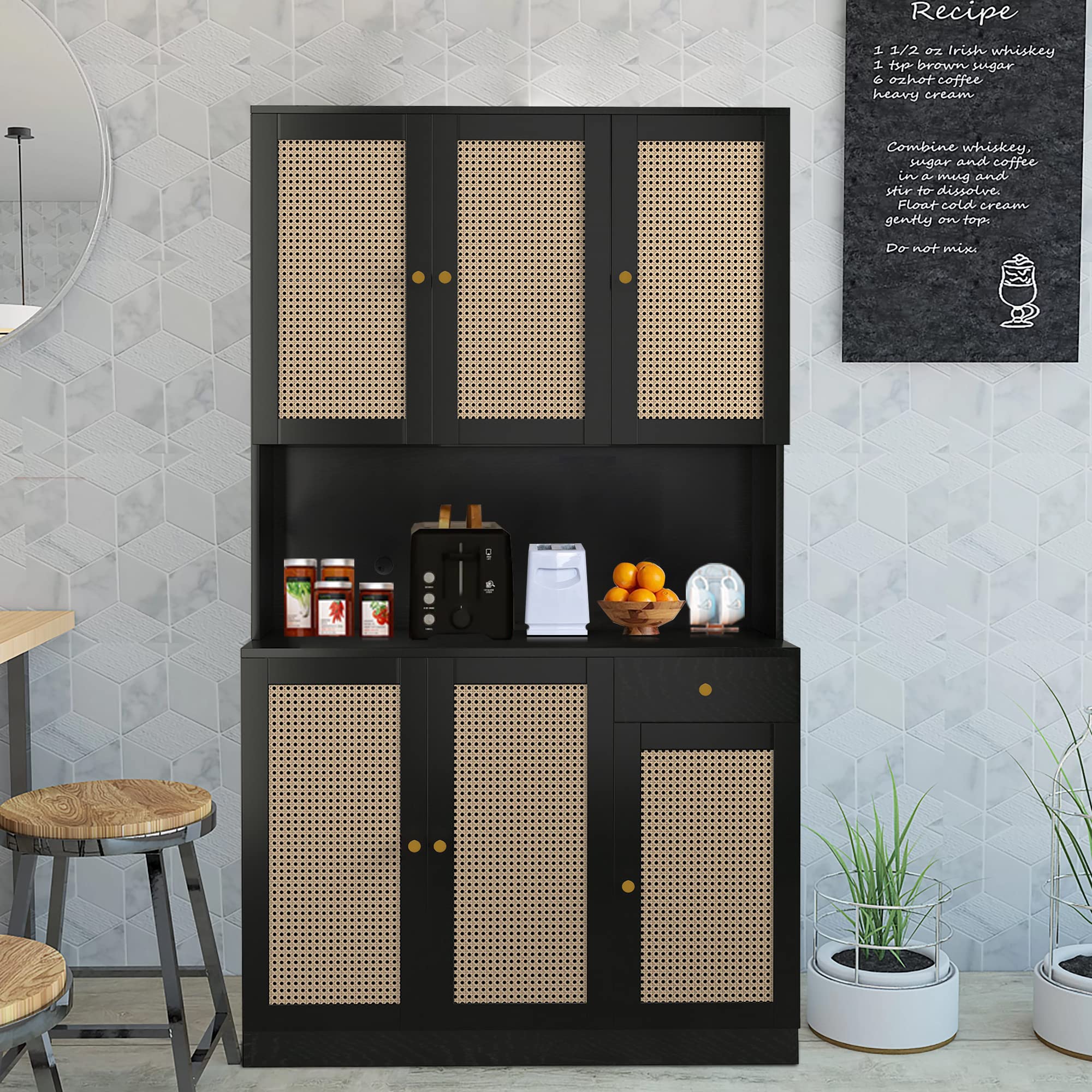 rattan pantry cabinet