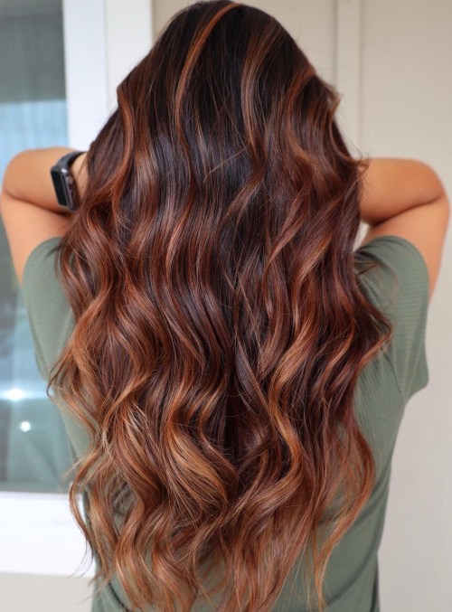 red hair highlights for dark brown hair