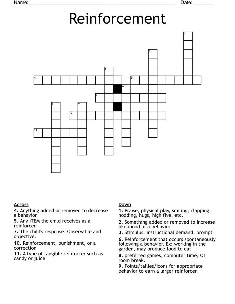 reinforce activity crossword puzzle answers