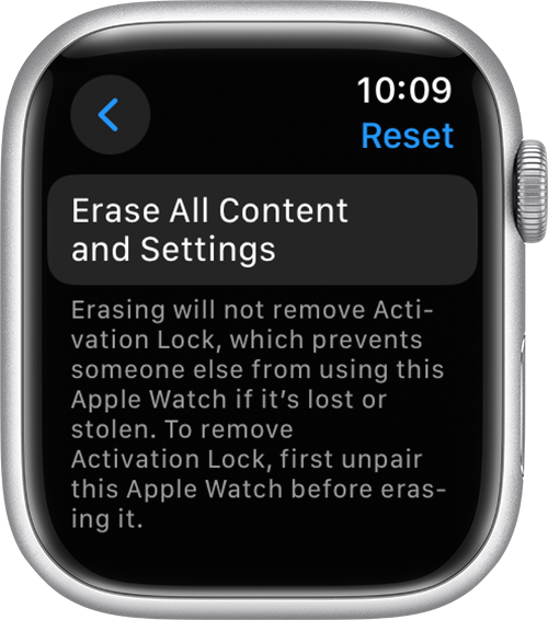 resetting apple watch
