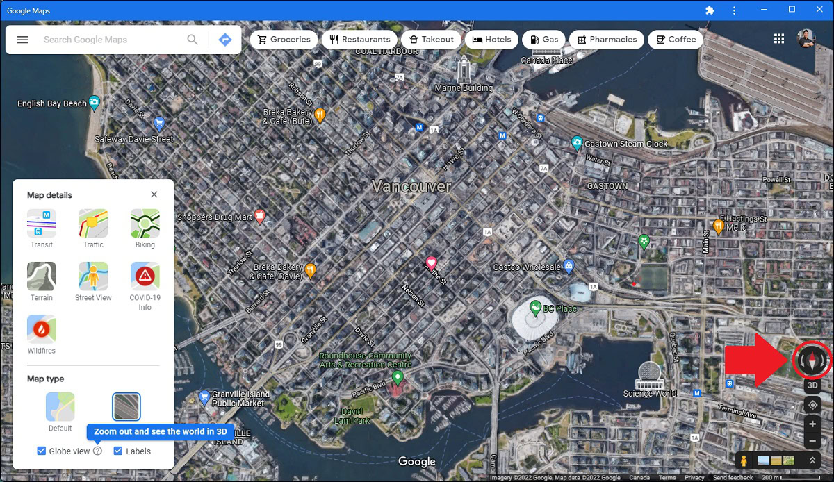 rotate map in google maps