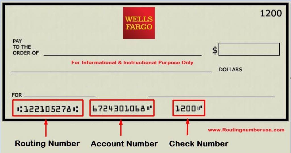 routing number for wells fargo checking