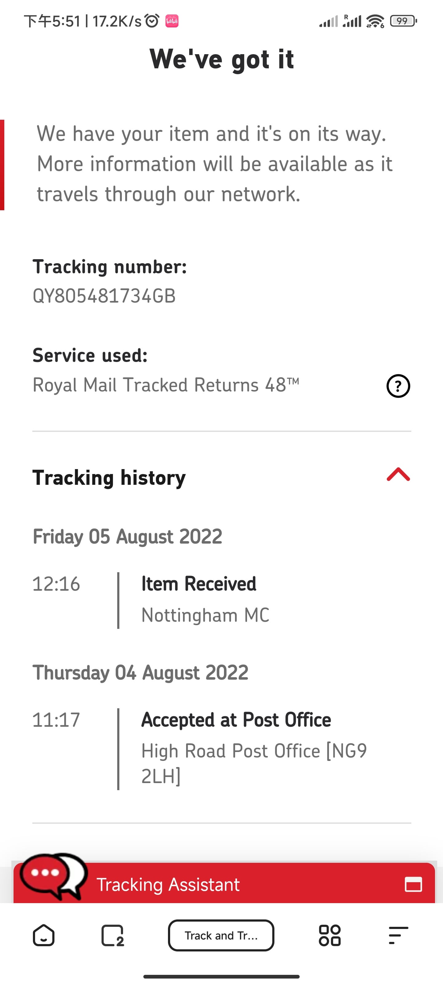 royal mail tracking not working today