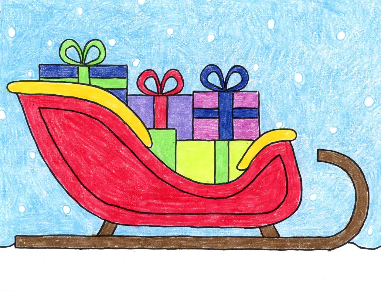 santas sleigh drawing