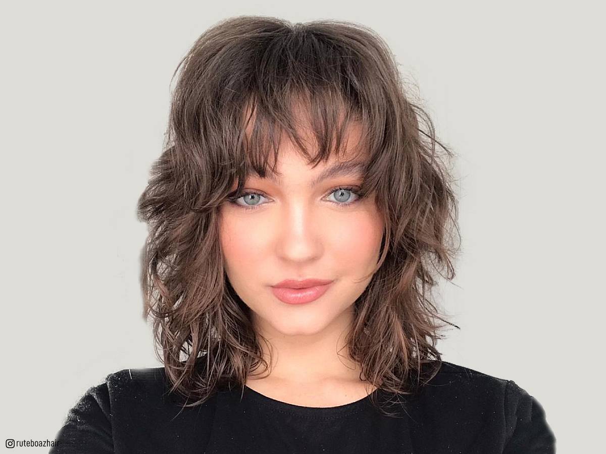 shoulder length layered hairstyles with bangs