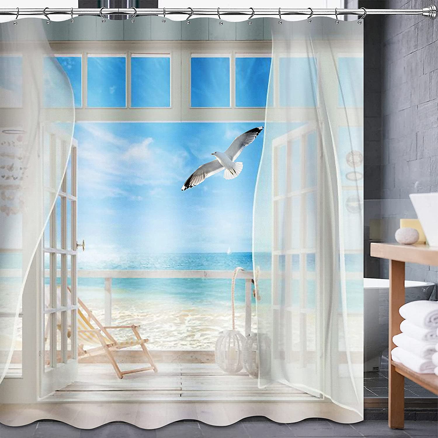 shower curtain beach