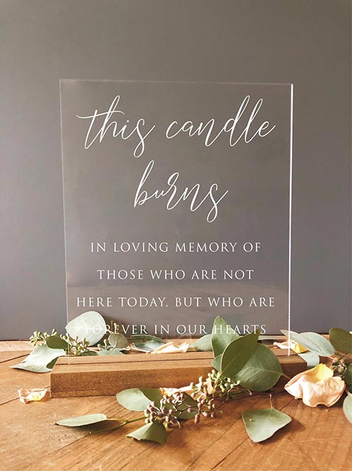 sign for memorial table at wedding