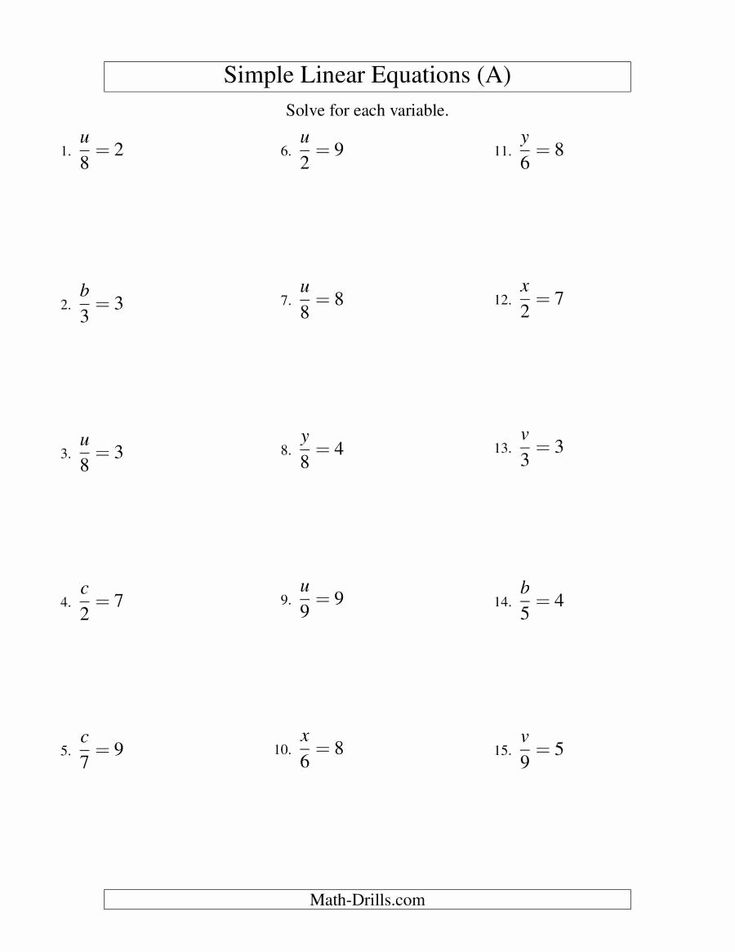 simple linear equations worksheet pdf