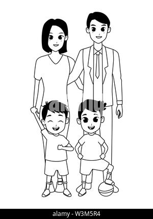 small family clipart black and white