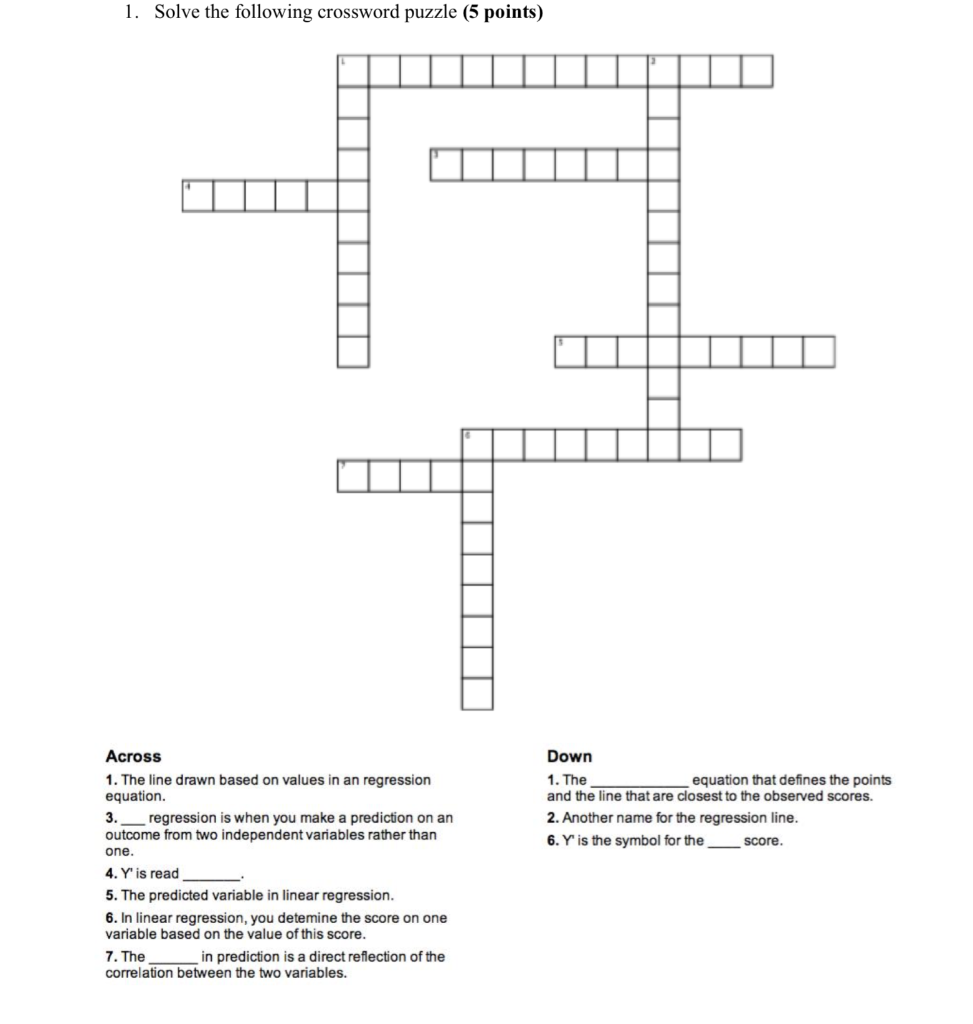 solve the following crossword puzzle